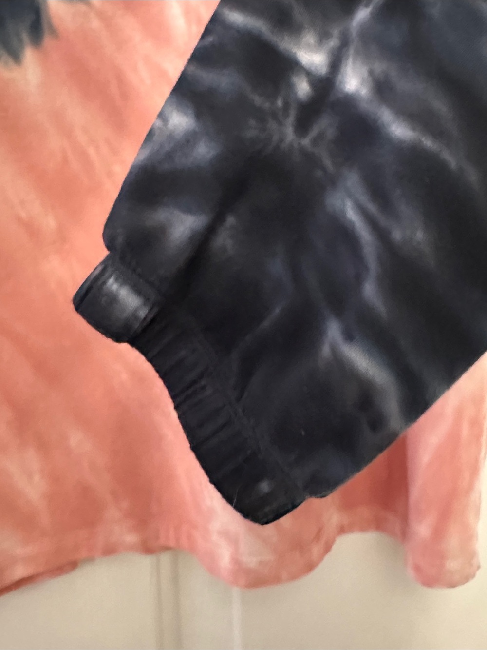 AnyBody Tie-Dye Long Sleeve Top and Black Jogger Pants Set - Pink & Black - Picture 4 of 8